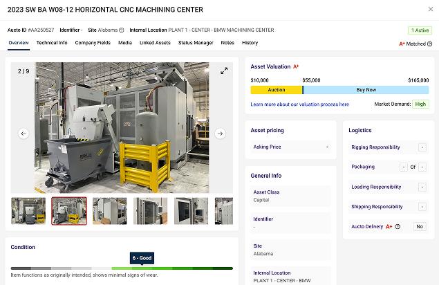 horizontal cnc machining center asset information