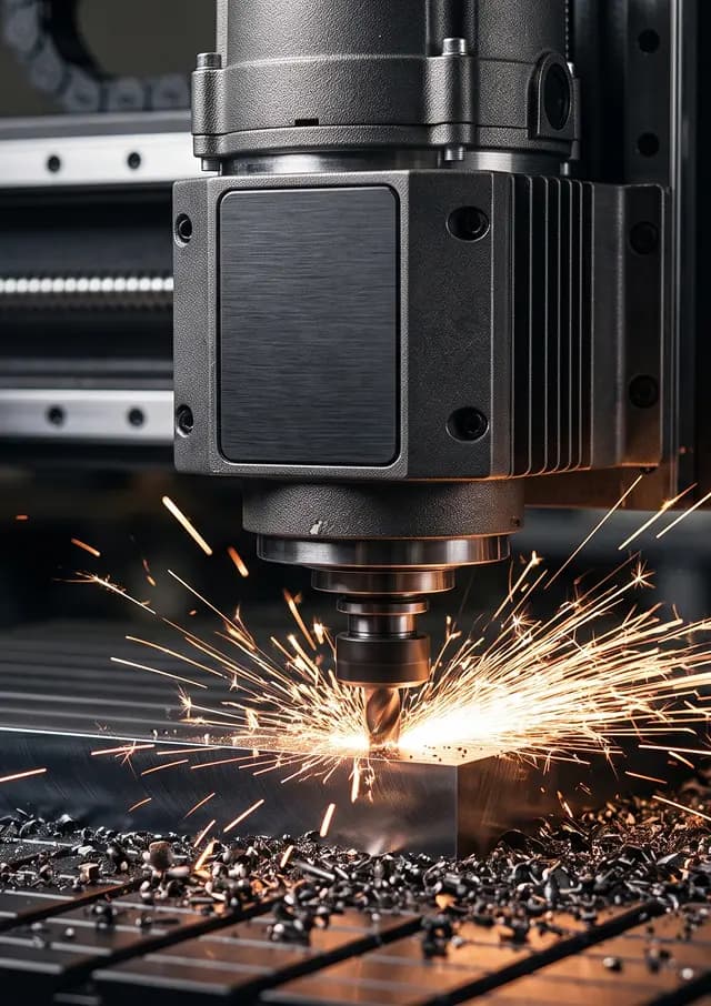 Used industrial machinery available through Aucto Industrial drill machining metal with sparks
