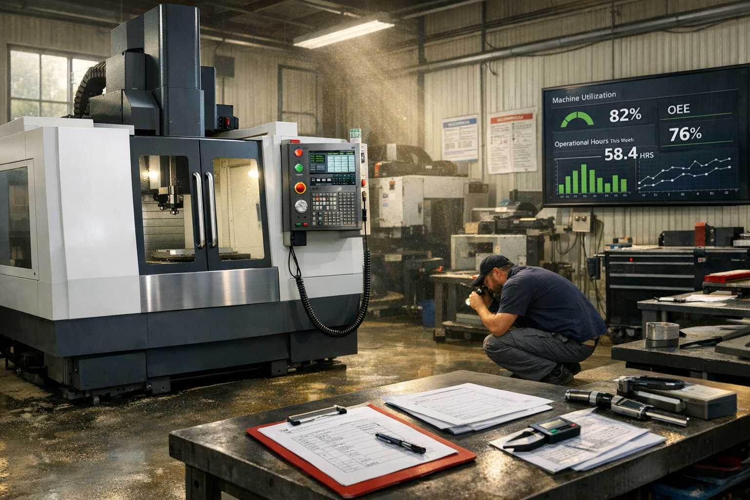 CNC machines in a machine shop ready for sale